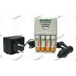 Oplader til Ni-MH / Ni-CD + 4 batterier Ni-MH