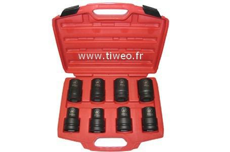 Set van 8 lange socket voor impact sleutelmaat 1"