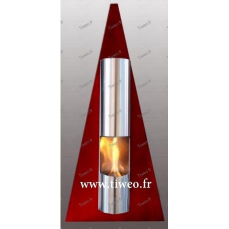 Cheminée Ethanol murale Pyramide couleur rouge