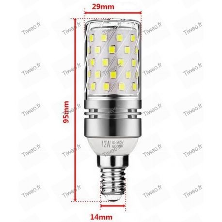 Ampoule LED E14 12W 6000k de type Maïs