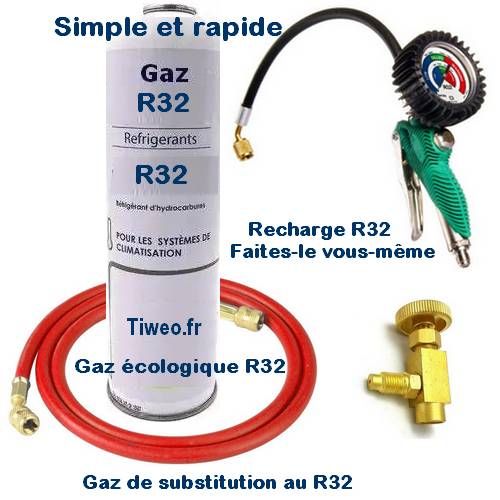 Gaz pour clim R32, recharge clim R32, kit recharge R32, acheter gaz R32