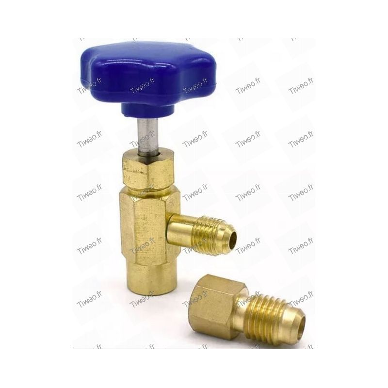 Bouteille gaz r410a valve 1/2 manometre + flexible recharge clim