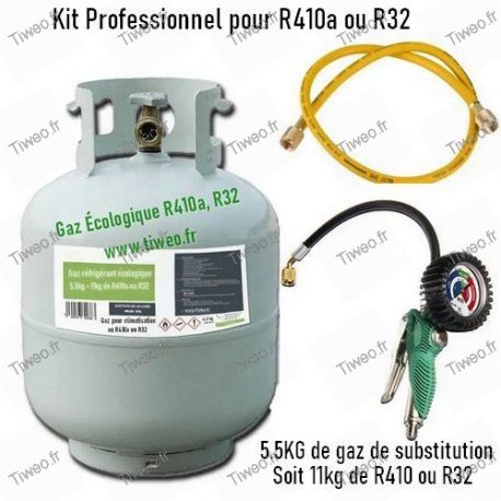 ALL4SALE KIT DE RECHARGE GAZ ÉCOLOGIQUE RÉFRIGÉRANT POUR R32 R410A avec  valve de service + tuyau de charge + OBUS de charge rapide : :  Auto et Moto